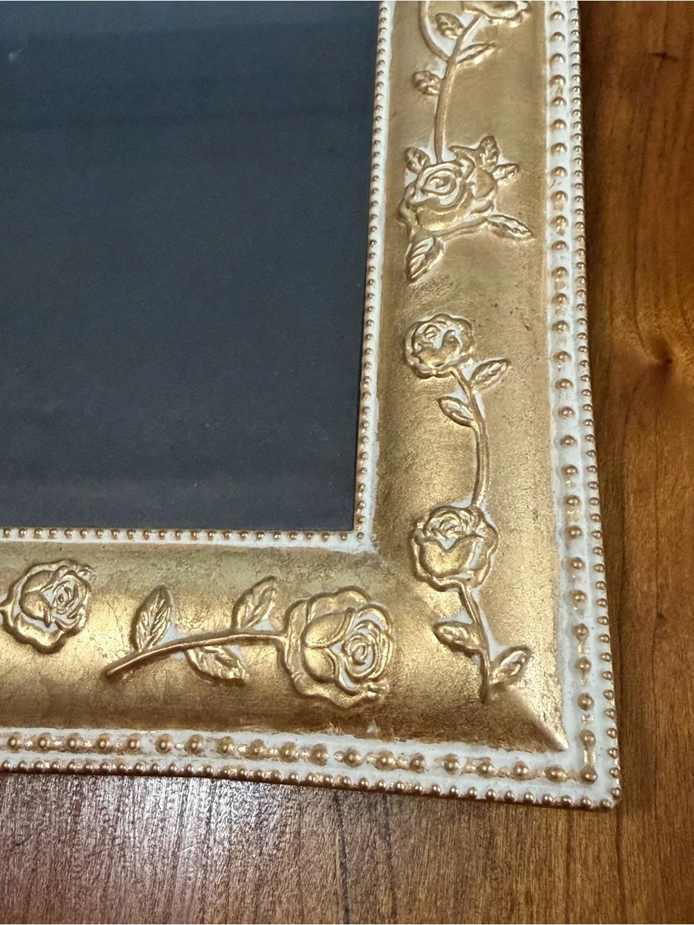 Vintage 8x10 Gold and White Floral Picture Frame